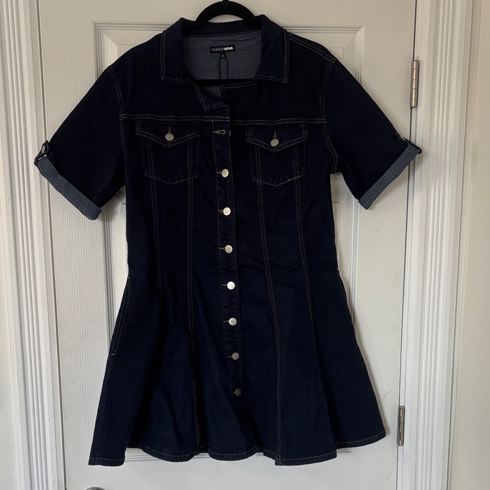Blue Denim Button-Up Dress